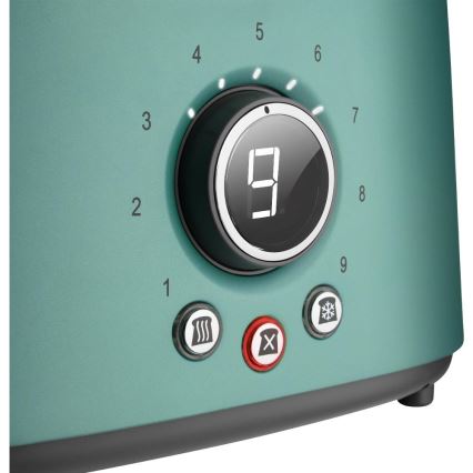 Sencor - Tostadora de dos ranuras con rejilla para calentar 1000W/230V color menta