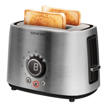 Sencor - Tostadora de dos ranuras con rejilla para calentar 1000W/230V, plata