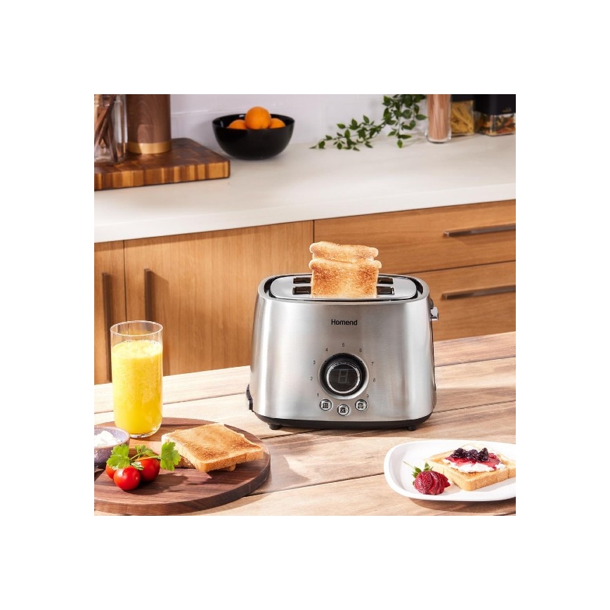 Sencor - Tostadora de dos ranuras con rejilla para calentar 1000W/230V, plata