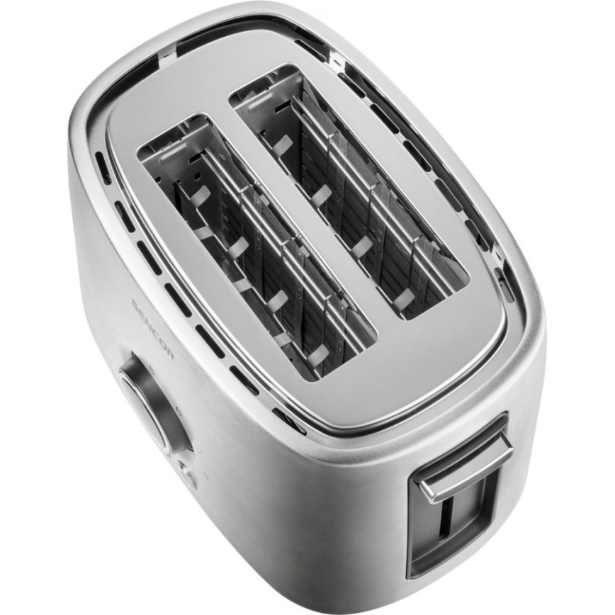 Sencor - Tostadora de dos ranuras con rejilla para calentar 1000W/230V, plata