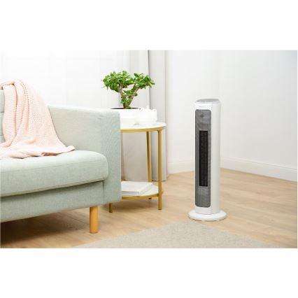 Sencor - Ventilador con elemento calefactor cerámico 2200W/230V Wi-Fi blanco + control remoto