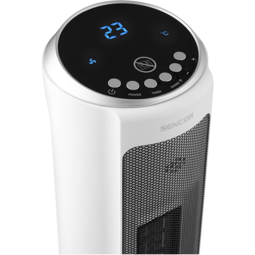 Sencor - Ventilador con elemento calefactor cerámico 2200W/230V Wi-Fi blanco + control remoto