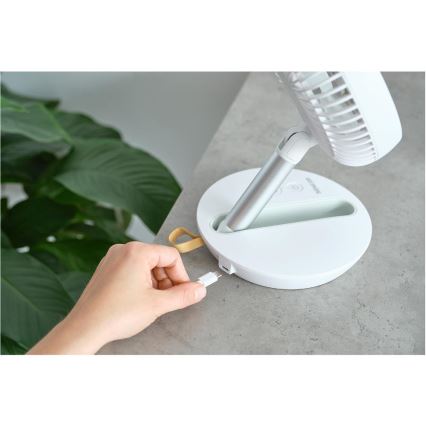 Sencor - Ventilador de sobremesa recargable 5W/5V 4000 mAh blanco