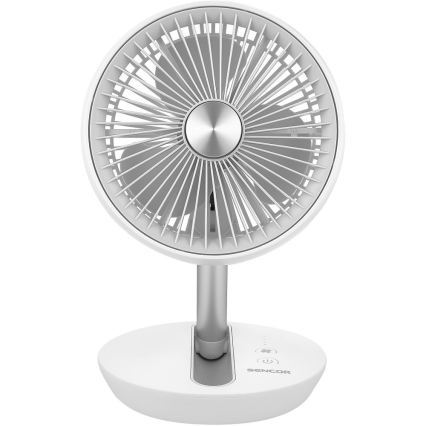 Sencor - Ventilador de sobremesa recargable 5W/5V 4000 mAh blanco