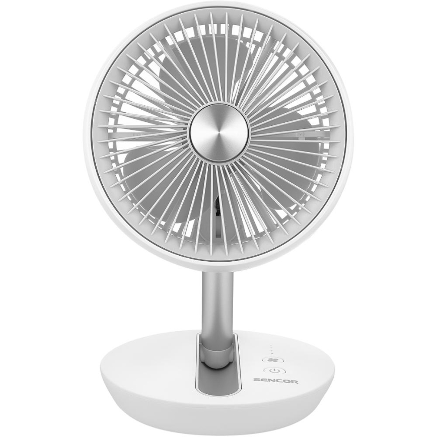 Sencor - Ventilador de sobremesa recargable 5W/5V 4000 mAh blanco