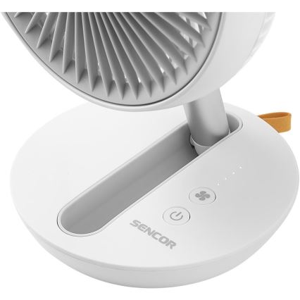 Sencor - Ventilador de sobremesa recargable 5W/5V 4000 mAh blanco