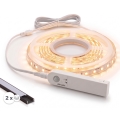 SET 1x tira LED con sensor de movimiento FLEX LED/3,6 W/4xAA 2 m + 2x perfil empotrado 1 m negro/blanco