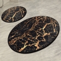 SET 2x Alfombra de baño GOLDES 60/100 cm negro/dorado