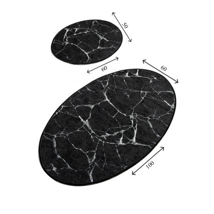 SET 2x Alfombra de baño MARBLE 50x60/60x100 cm negro