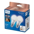 SET 2x Bombilla LED regulable Philips A60 E27/8W/230V Wi-Fi