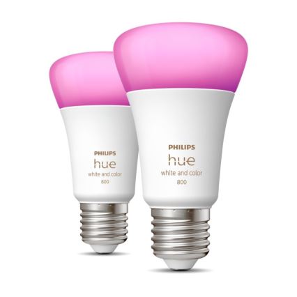 SET DE 2 bombillas LED regulables Philips Hue White and Color Ambiance A60 E27/6,5W/230V 2000-6500K