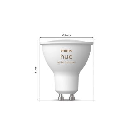 SET 2x Bombilla LED RGBW regulable Philips Hue White And Color Ambiance GU10/4,2W/230V 2000-6500K