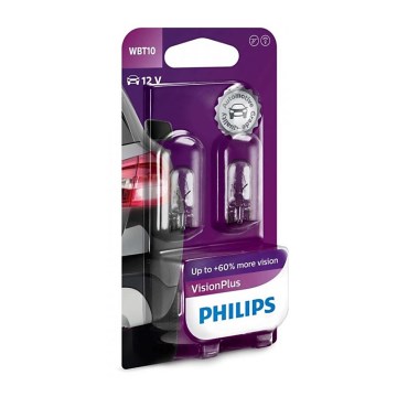 SET 2x Bombilla para el coche Philips VISION PLUS WB T10 W2,1x9,5D/6W/12V