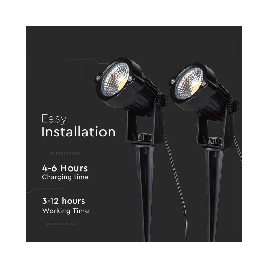 SET 2x Lámpara solar LED para exteriores 2xLED/1,2W/3,7V IP65 3000K 4000 mAh