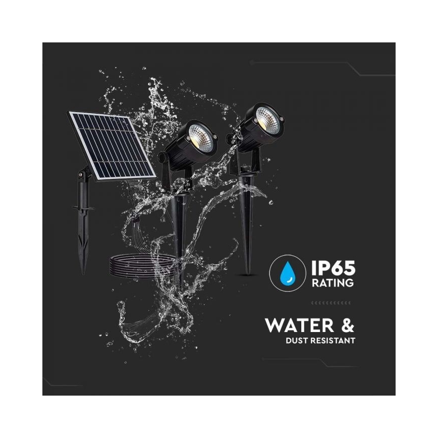 SET 2x Lámpara solar LED para exteriores 2xLED/1,2W/3,7V IP65 3000K 4000 mAh