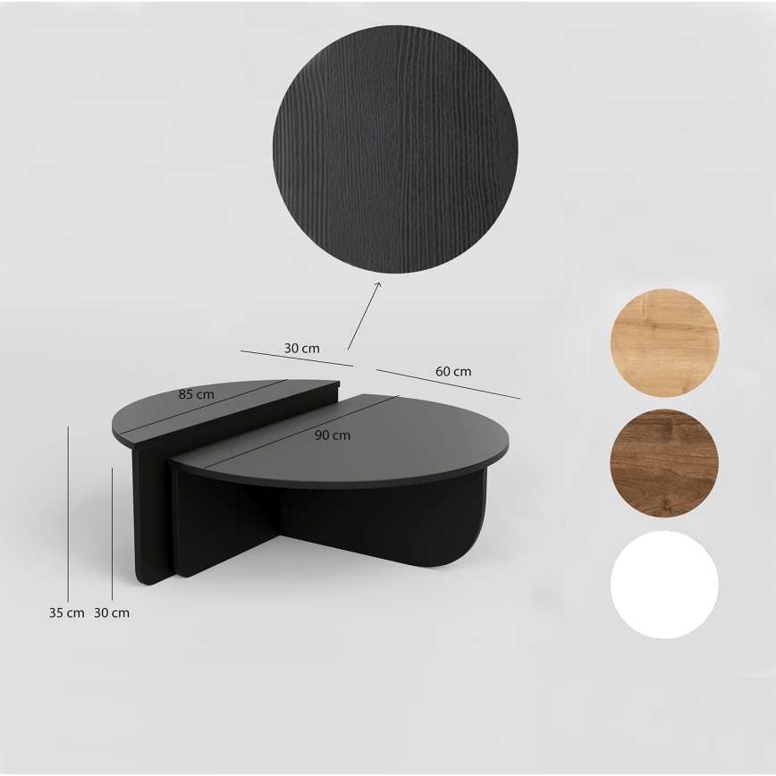 SET 2x Mesa de centro PODIUM negro