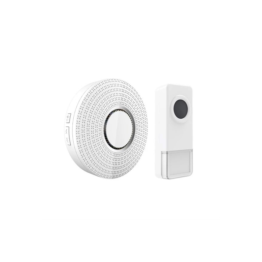 SET 2x Timbre inalámbrico con enchufe integrado 230V/1xA23 IP55 blanco