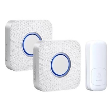 SET 2x Timbre inalámbrico con enchufe integrado cinético 230V blanco