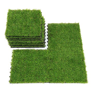 Set de 11 unidades de césped artificial 30 x 30 cm, altura de fibra 20 mm, color verde