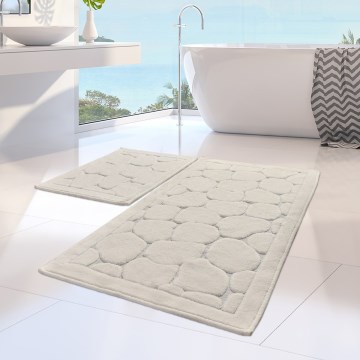 Set de 2 alfombrillas de baño LINO 60 x 100 cm color crema