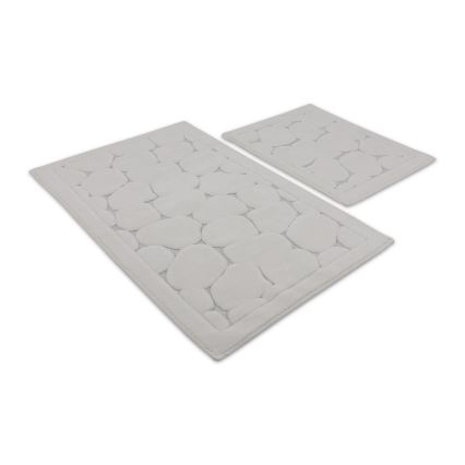 Set de 2 alfombrillas de baño LINO 60 x 100 cm color crema