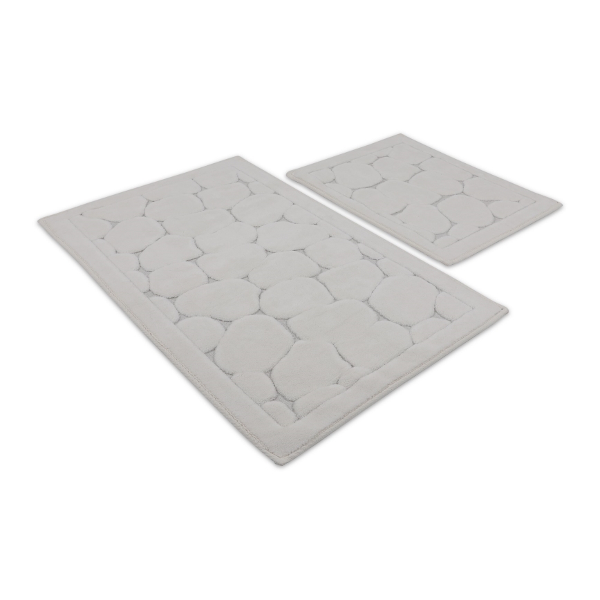Set de 2 alfombrillas de baño LINO 60 x 100 cm color crema