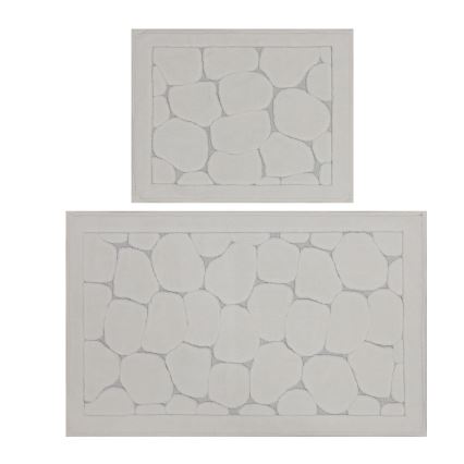 Set de 2 alfombrillas de baño LINO 60 x 100 cm color crema
