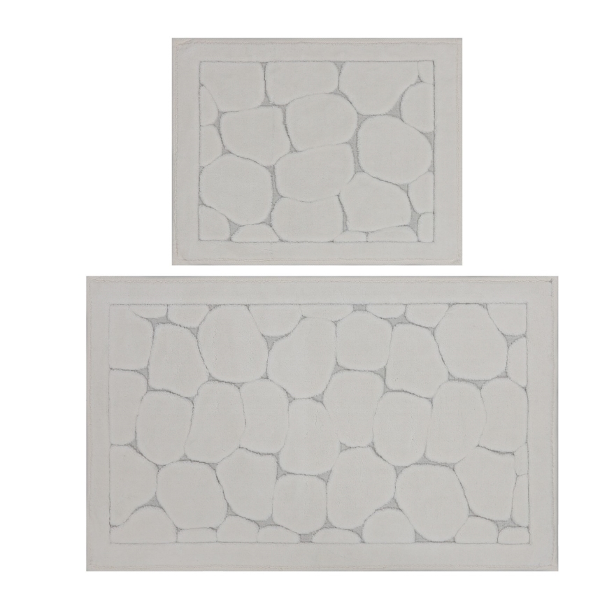 Set de 2 alfombrillas de baño LINO 60 x 100 cm color crema