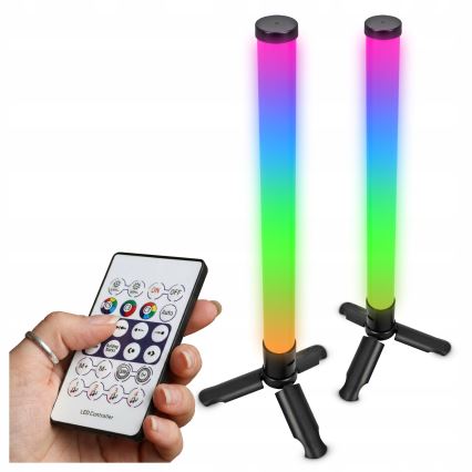 Set de 2 lámparas de sobremesa regulables LED RGBIC, 5W/5V, negras + mando a distancia