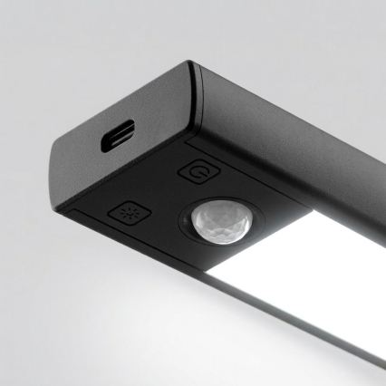 Pack de 2 luces LED recargables para muebles con sensor de movimiento y de crepúsculo VIRO LED/1,2W/3,7V 800 mAh 3000/4000/6500K 30 cm negro