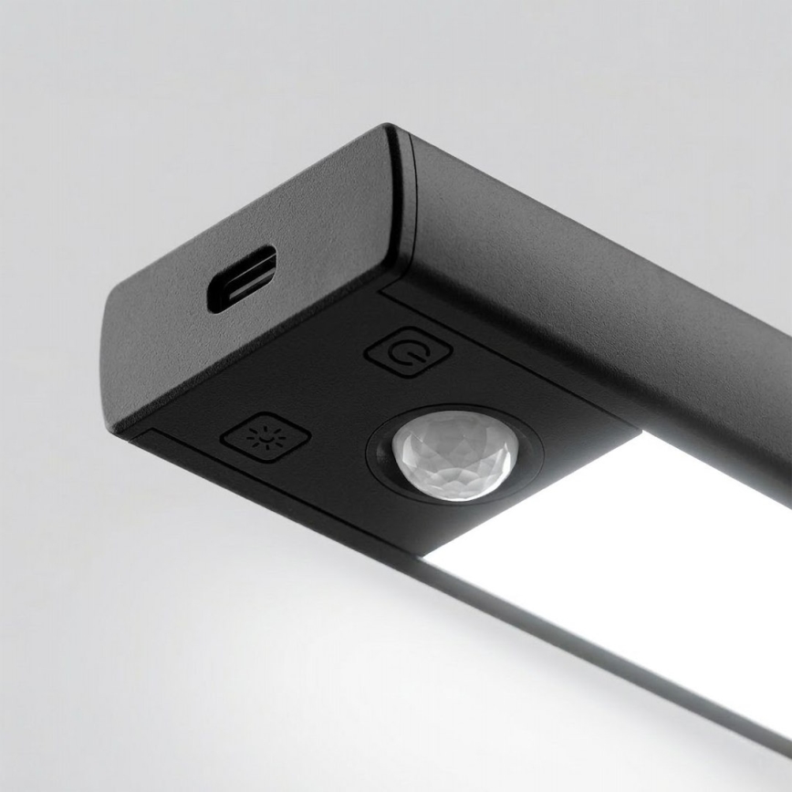 Pack de 2 luces LED recargables para muebles con sensor de movimiento y de crepúsculo VIRO LED/1,2W/3,7V 800 mAh 3000/4000/6500K 30 cm negro