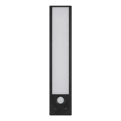 Pack de 2 luces recargables para mobiliario con sensor de movimiento y de crepúsculo VIRO LED/1W/3,7V 800 mAh 3000/4000/6500K 20 cm negro