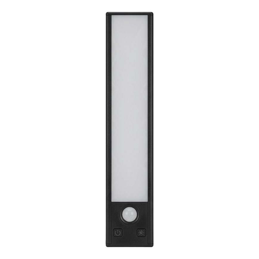 Pack de 2 luces recargables para mobiliario con sensor de movimiento y de crepúsculo VIRO LED/1W/3,7V 800 mAh 3000/4000/6500K 20 cm negro