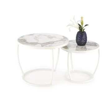 Set de 2 mesas de centro AURORO beige/blanco