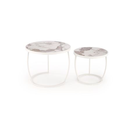 Set de 2 mesas de centro AURORO beige/blanco