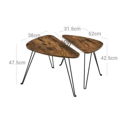 Set de 2 mesitas auxiliares ELDUR marrón/negro