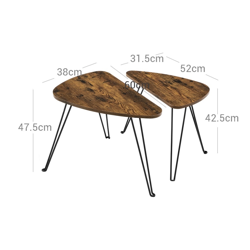 Set de 2 mesitas auxiliares ELDUR marrón/negro