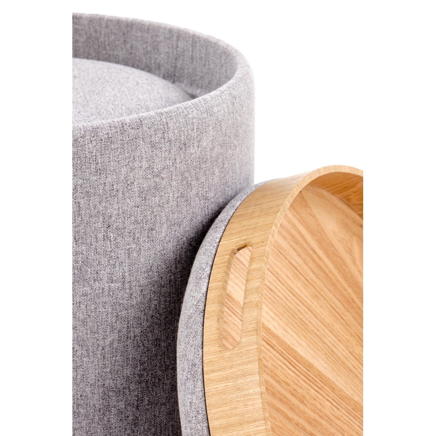 Set de 2 taburetes AVIKO Ø 38/45 cm, gris/beige