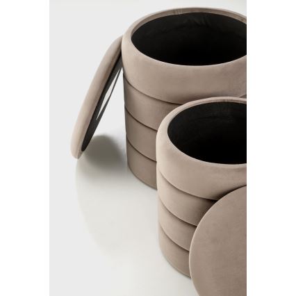 Set de 2 taburetes PAX Ø 33/40 cm taupe