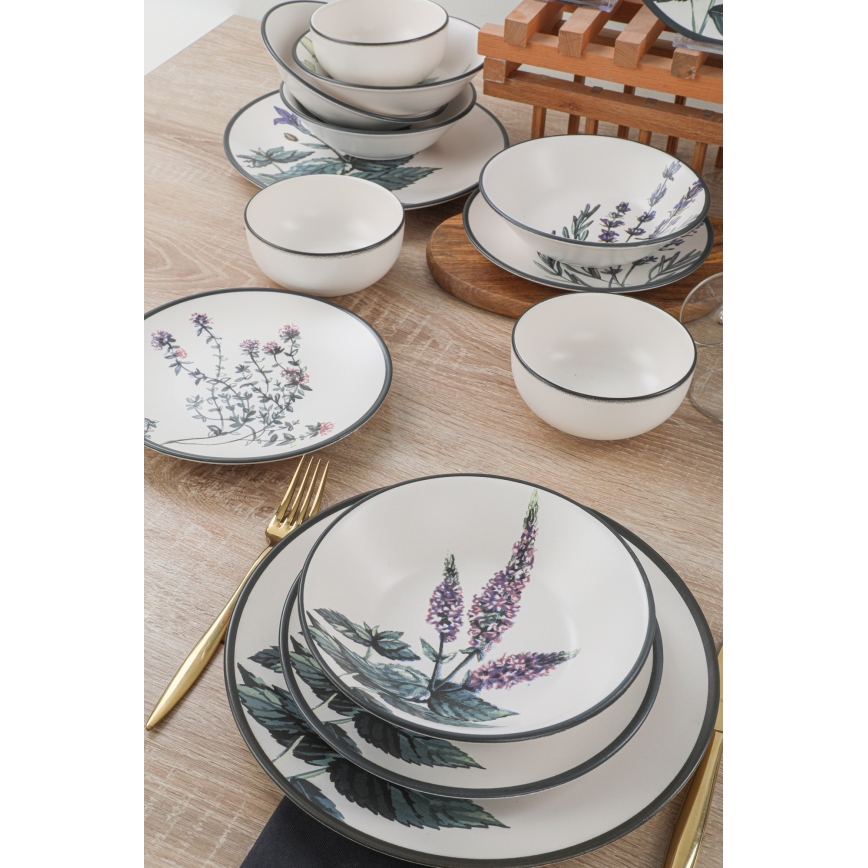Set de 24 piezas de vajilla multicolor de gres