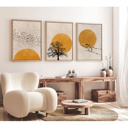 Set de 3 cuadros enmarcados 50x70 cm beige/naranja