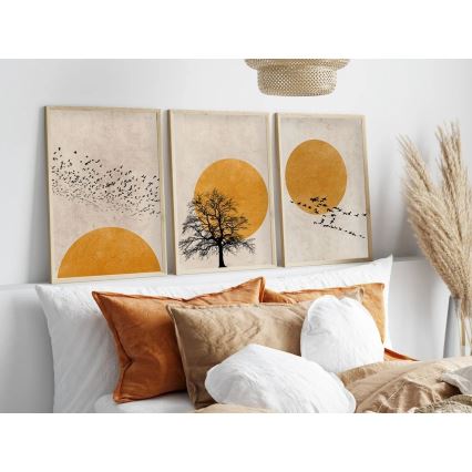 Set de 3 cuadros enmarcados 50x70 cm beige/naranja