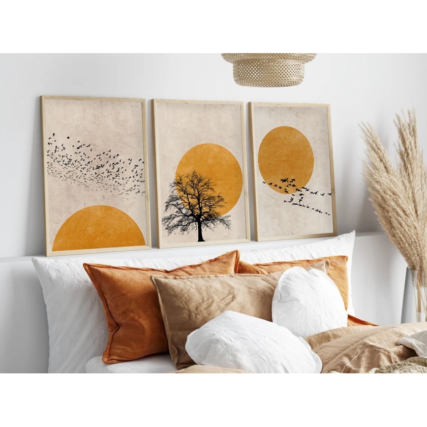 Set de 3 cuadros enmarcados 50x70 cm beige/naranja