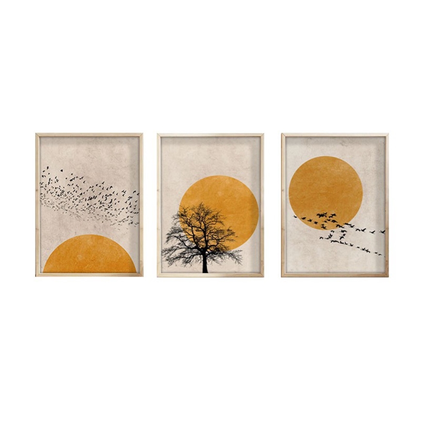 Set de 3 cuadros enmarcados 50x70 cm beige/naranja