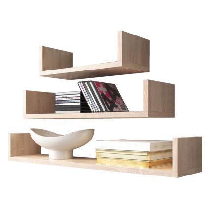 Set de 3 estantes de pared TRIO 40/60/80 x 11 x 18 cm, acabado roble sonoma