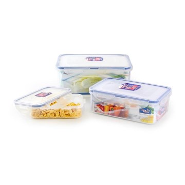 Set de 3 recipientes para alimentos LOCK azul/transparente