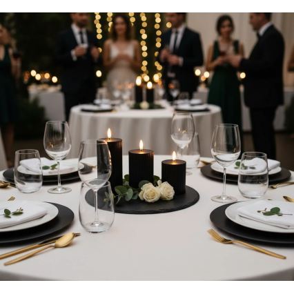 Set de 3 velas LED BRILLO LED/2xAA color negro + mando a distancia