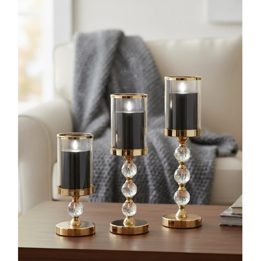 Set de 3 velas LED BRILLO LED/2xAA color negro + mando a distancia