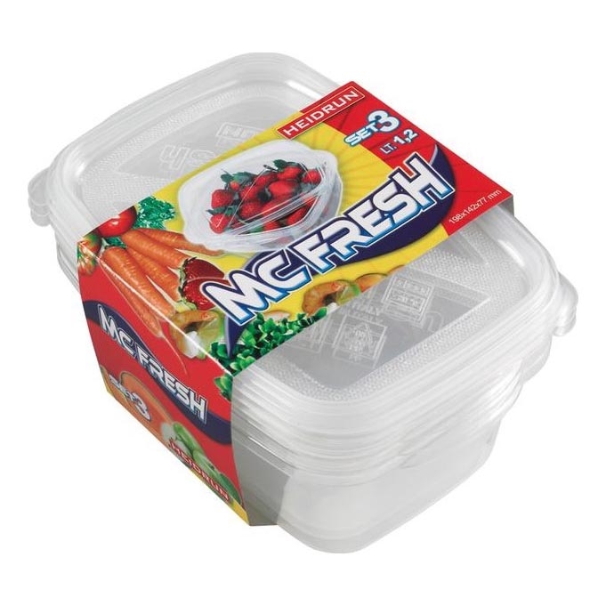 SET DE 3x Recipiente para alimentos 1,2 l transparentes