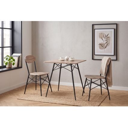 Set de comedor KABIR 70x70 cm roble/negro